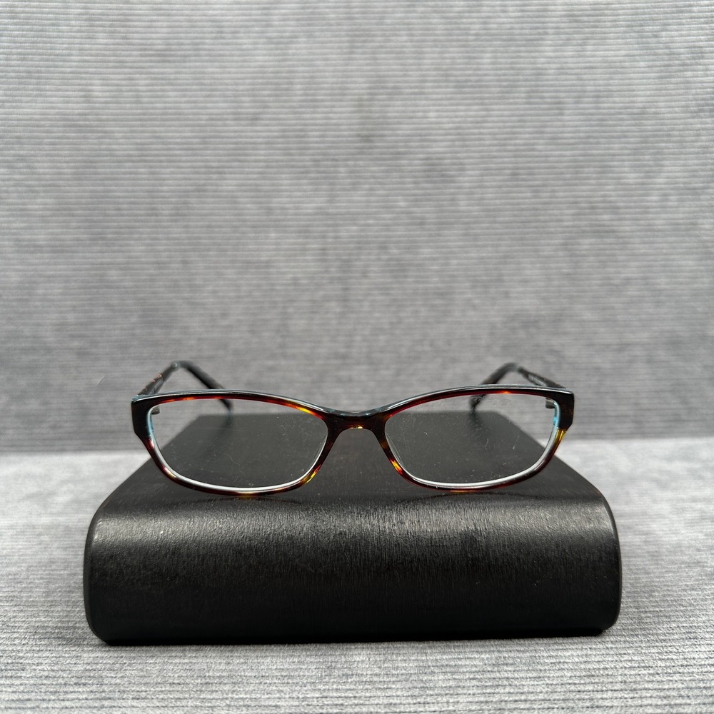B.U.M. Equipment Lovely Tortoise Blue Eyeglass Frames 53-15-135 Rectangle Y2k